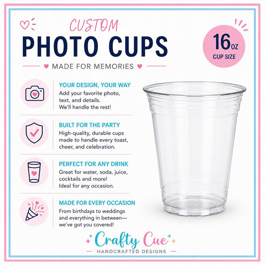 Custom Graduation Photo Cups Class of 2026, Personalized Grad Party Favors, 16oz Clear Cups, Graduation Party Decorations, Personalized Cups