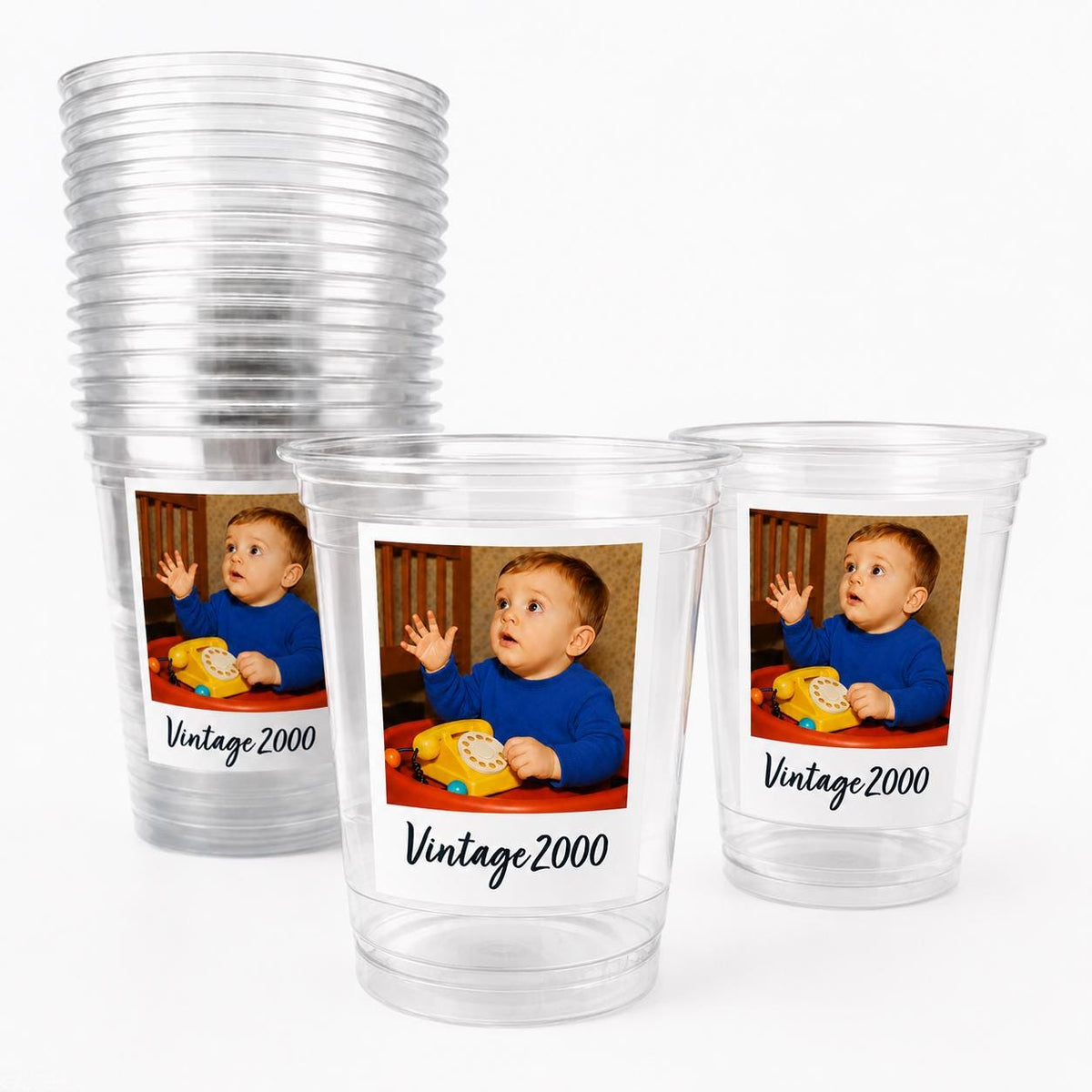 Custom Photo Cups 16oz Personalized Party Cups with Picture and text | Vintage Year Birthday Decorations | Custom Birthday Cups | Ships Fast