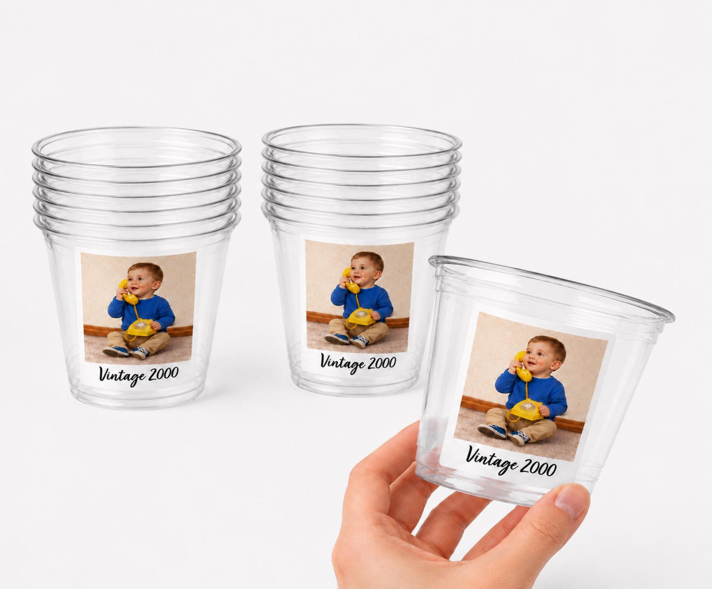 Custom Photo Cups 9oz Personalized Party Cups with Picture | Vintage Est Year Birthday Decorations | Custom Picture Cups | Photo Party Favor