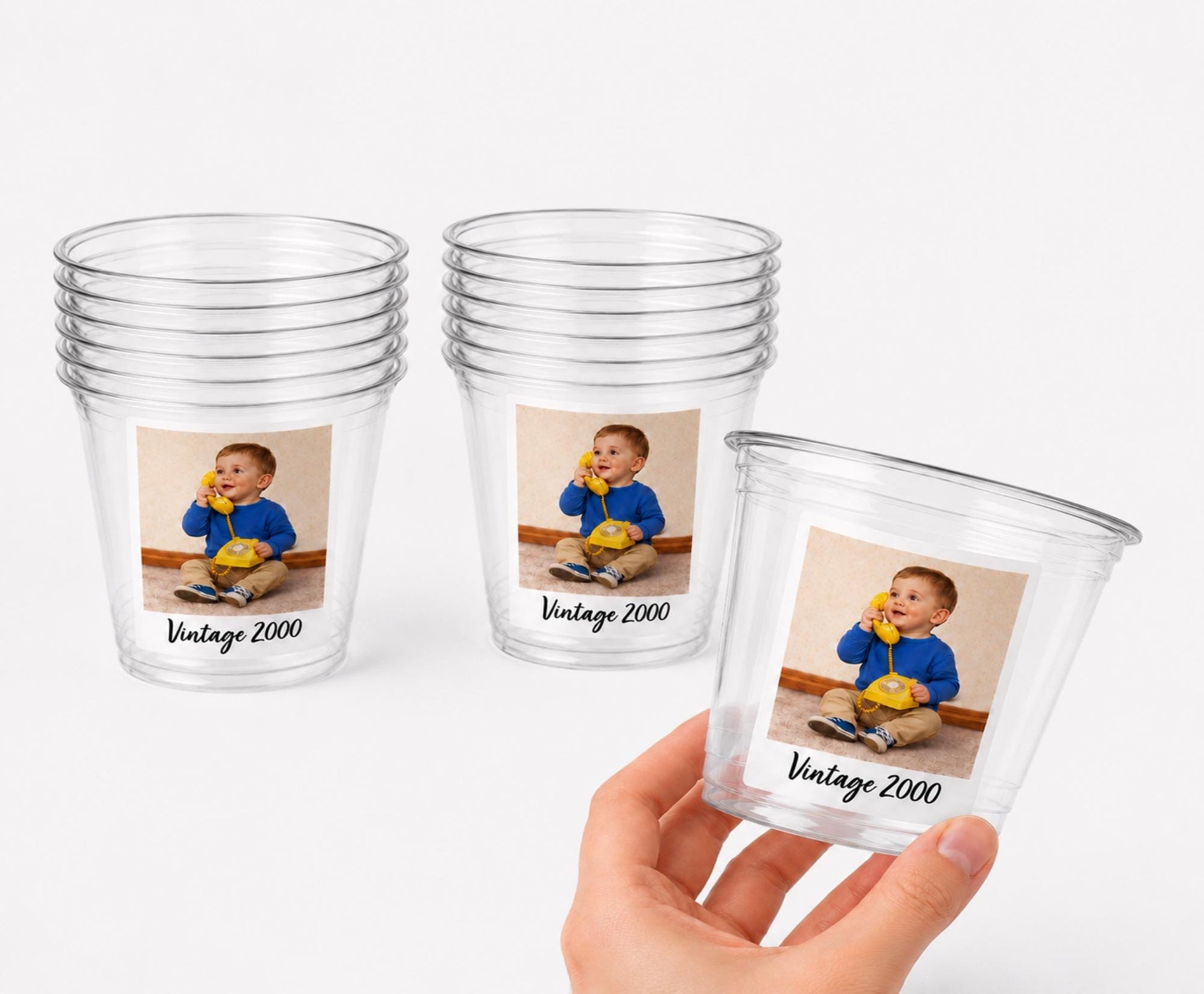 Custom Photo Cups 9oz Personalized Party Cups with Picture | Vintage Est Year Birthday Decorations | Custom Picture Cups | Photo Party Favor
