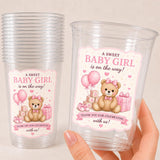Baby Girl Shower Cups – Teddy Bear Baby Shower Favors – Pink Baby Shower Party Cups – Teddy Bear Decorations Supplies