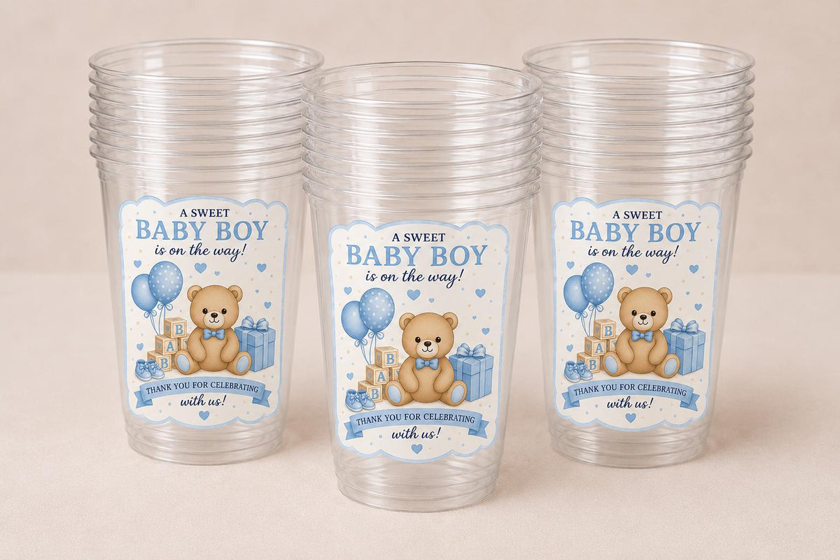 Baby Girl Shower Cups – Teddy Bear Baby Shower Favors – Pink Baby Shower Party Cups – Teddy Bear Decorations Supplies