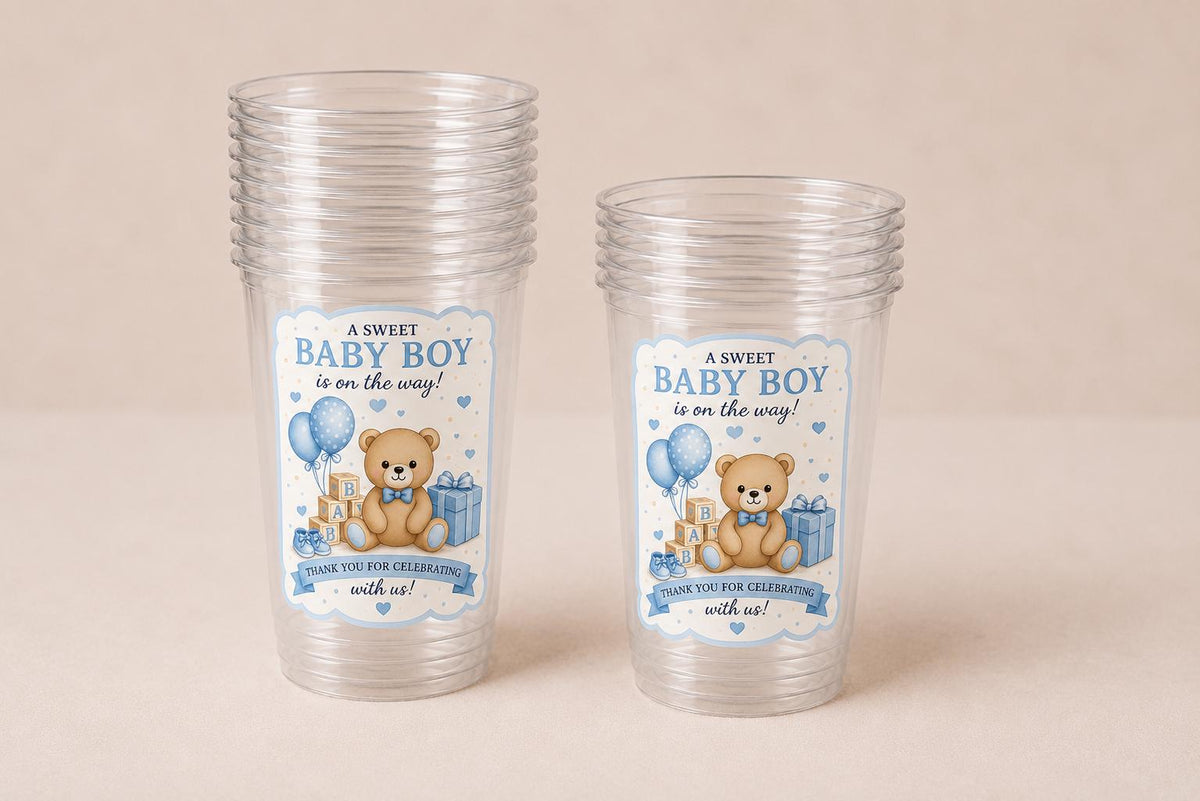 Baby Girl Shower Cups – Teddy Bear Baby Shower Favors – Pink Baby Shower Party Cups – Teddy Bear Decorations Supplies