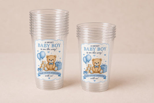 Baby Boy Shower Cups – Teddy Bear Baby Shower Favors – Blue Baby Shower Party Cups – Teddy Bear Decorations Supplies