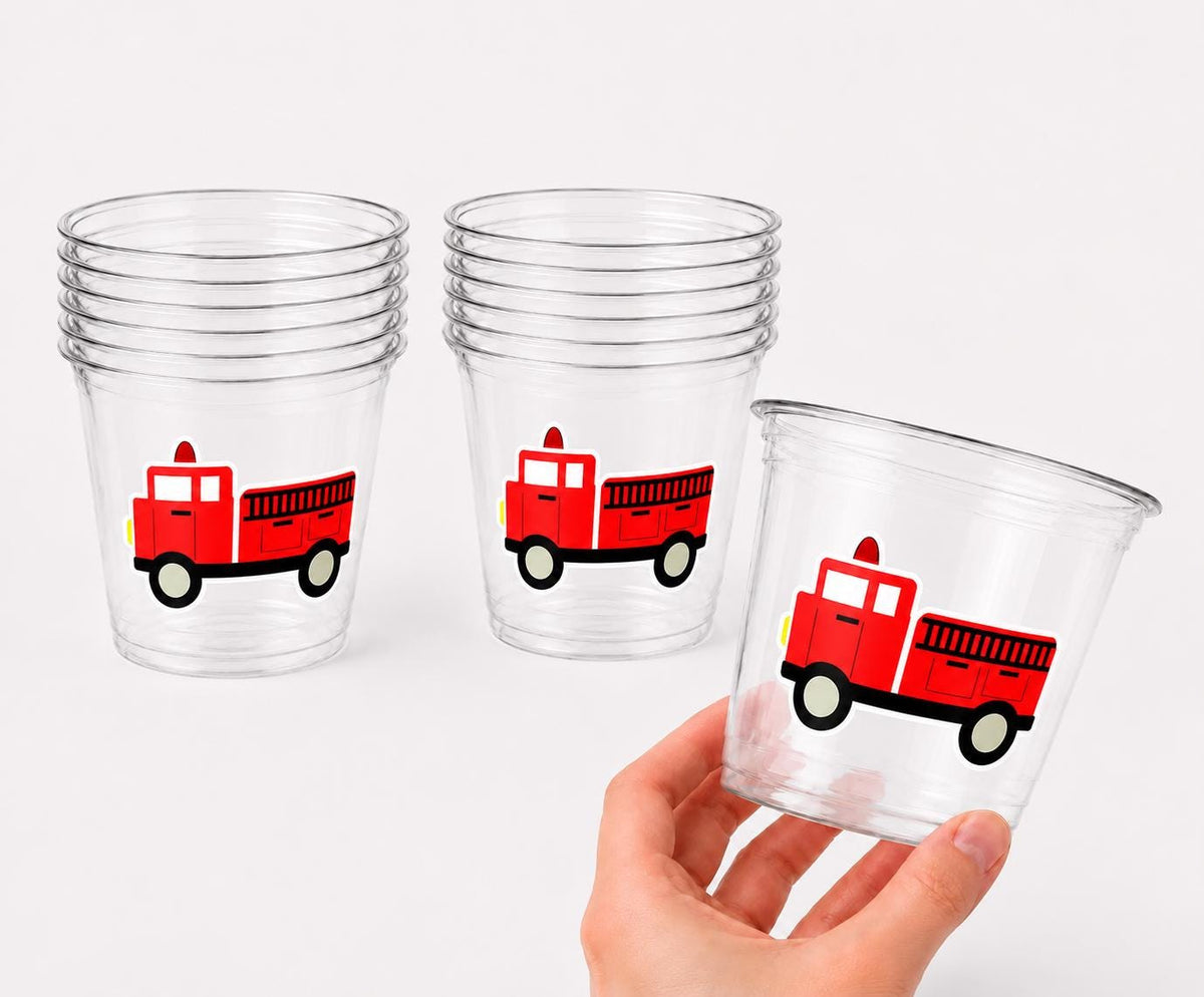 Firetruck Party Cups, Firetruck Treat Cups, Firetruck Party Favors, Firetruck Birthday Favors, Fire Truck Party Favors, Fire truck Birthday