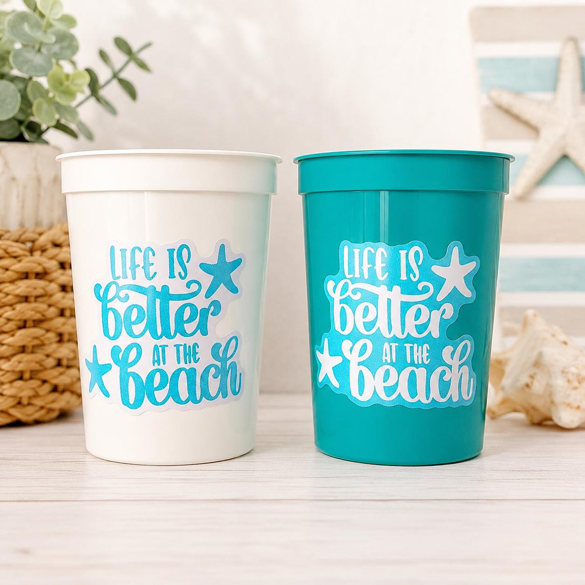 BEACH PARTY CUPS - Beach Birthday Cups Beach Party Favors Beach Wedding Decorations Beach Party Decorations Life is Better at the Beach Cups