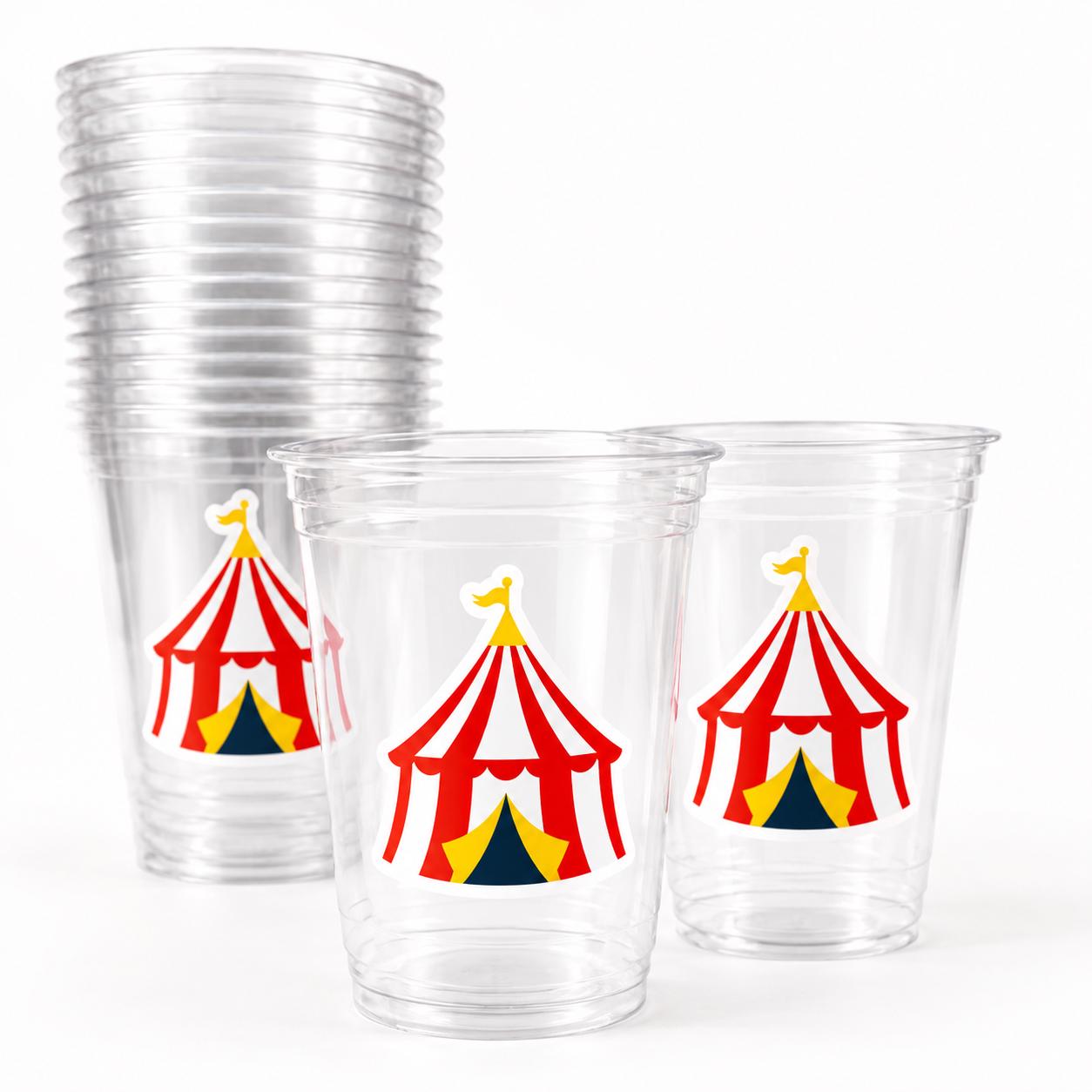 CIRCUS PARTY CUPS - Circus Birthday Cups Circus Party Favors Circus Party Cups Circus Baby Shower Circus Birthday Carnival Party Decorations