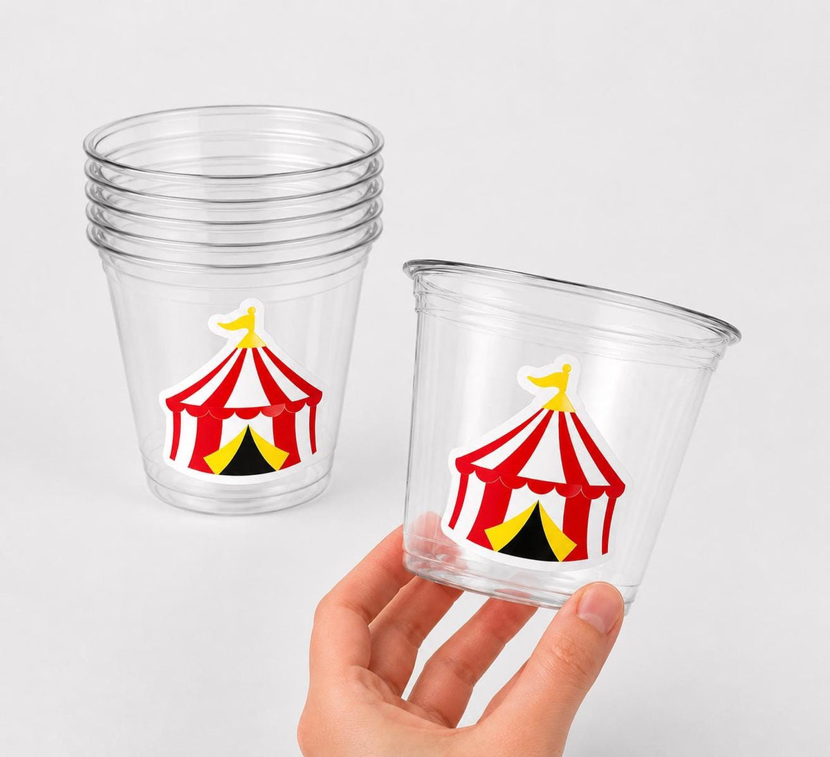 CIRCUS PARTY CUPS - Circus Birthday Cups Circus Party Favors Circus Tent Cups Circus Baby Shower Circus Birthday Circus Party Decorations
