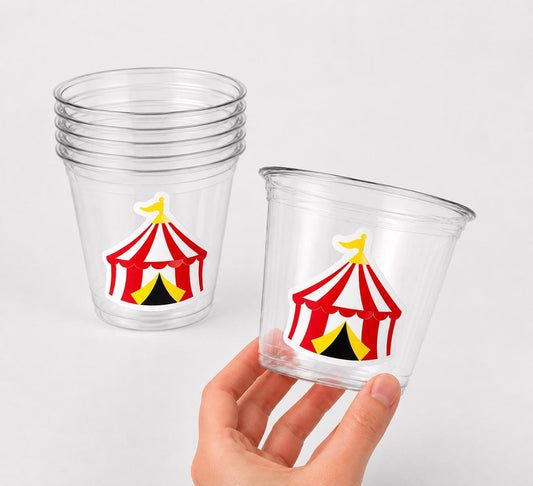 CIRCUS PARTY CUPS - Circus Birthday Cups Circus Party Favors Circus Tent Cups Circus Baby Shower Circus Birthday Circus Party Decorations
