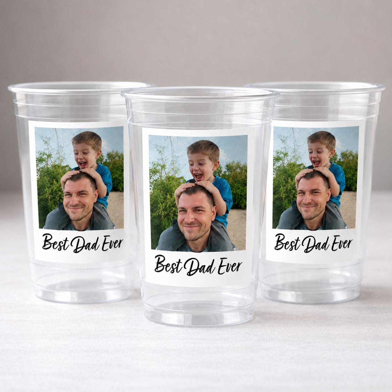 Personalized Father’s Day Cups with Photo – Best Dad Ever Party Cups | Custom Dad Picture Cups | Father’s Day Gift for Dad