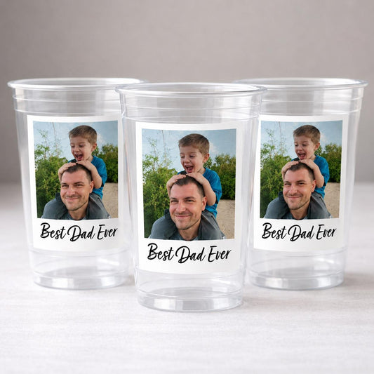 Personalized Father’s Day Cups with Photo – Best Dad Ever Party Cups | Custom Dad Picture Cups | Father’s Day Gift for Dad