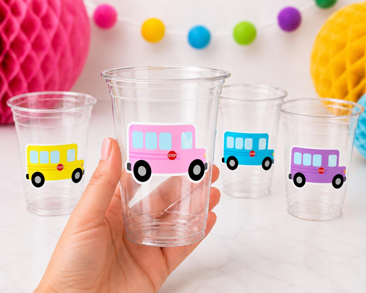 School Bus Party Cups | Bus Birthday Party Decorations | School Bus Birthday Favors | Kids Birthday Party Cups | Classroom Party Decor 16oz
