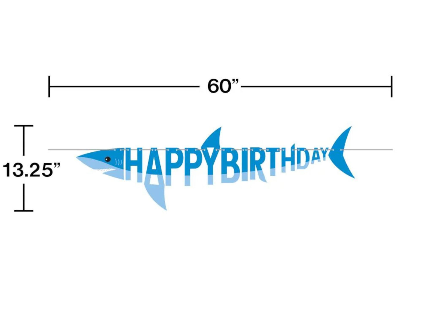 Shark Birthday Banner, Shark Birthday Decorations, Shark Happy Birthday Banner, Ocean Theme Party Decor, Under The Sea Party Supplies Theme