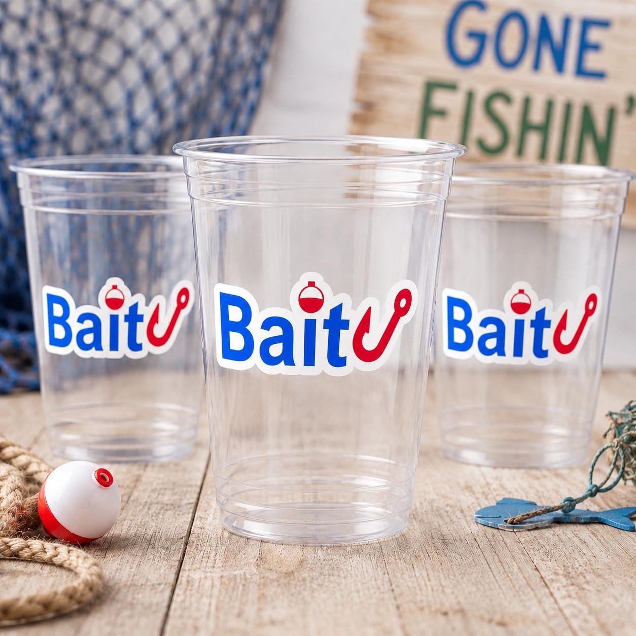 FISHING PARTY CUPS - Fishing Birthday Fishing First Birthday Party Gone Fishing Party The Big One Fishing Bobber Decorations Fish Bait Cups