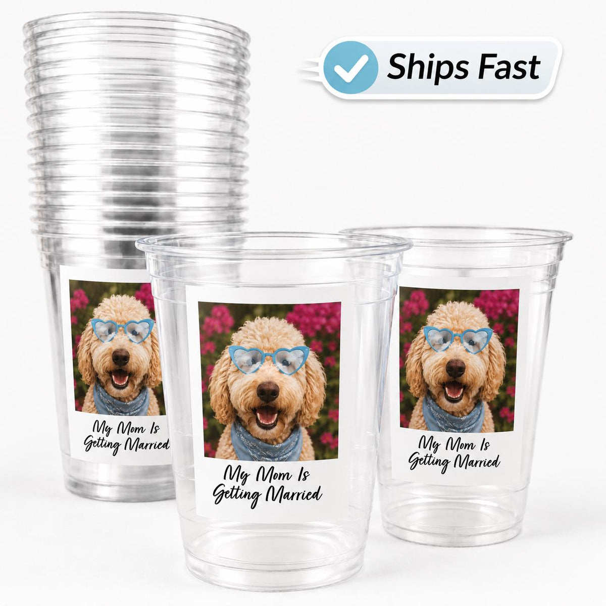 Personalized Dog Bachelorette Party Cups, Custom Dog Face Cups, Personalized Bridal Shower Cups, Dog Photo Cups, Wedding Party Favor Cups