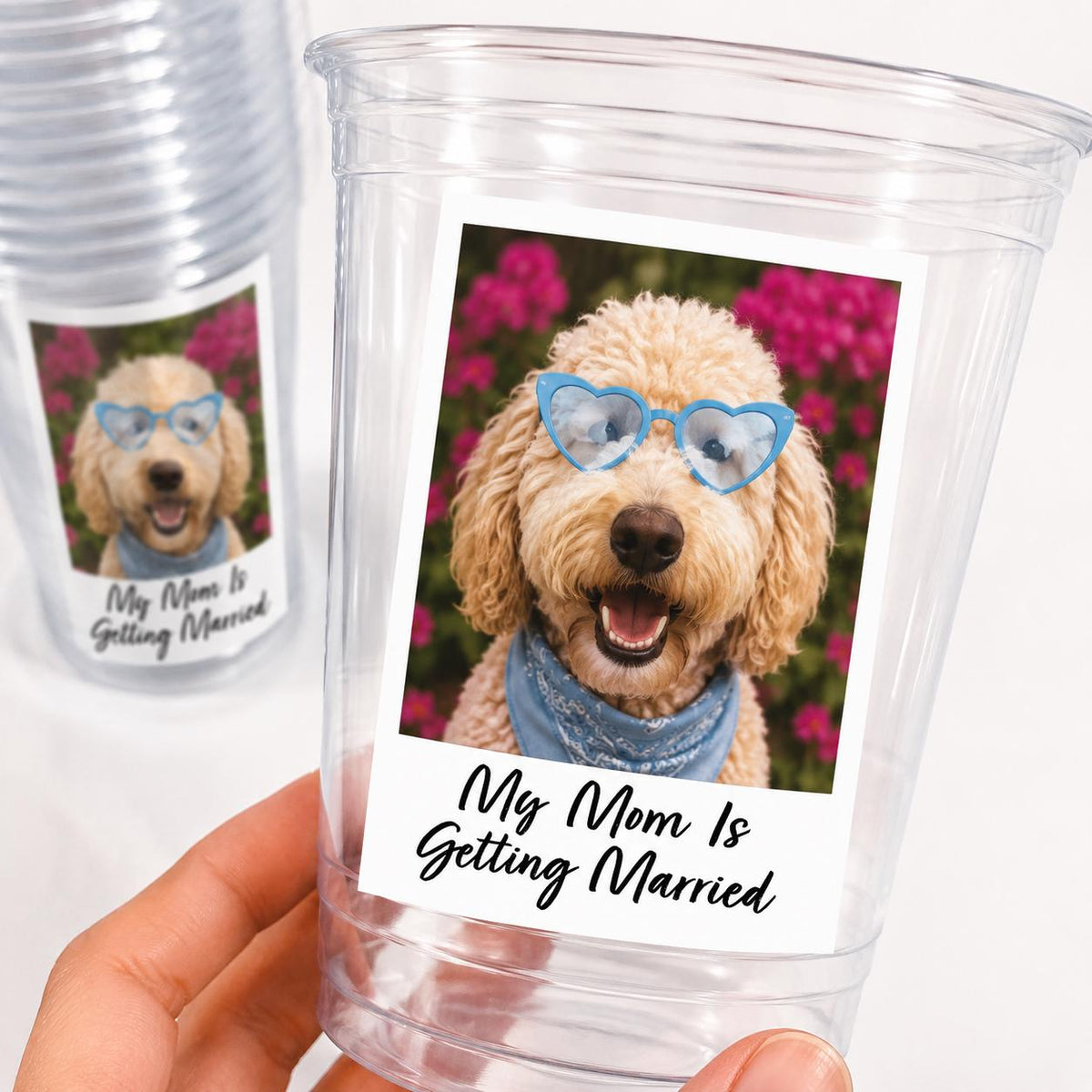 Personalized Dog Bachelorette Party Cups, Custom Dog Face Cups, Personalized Bridal Shower Cups, Dog Photo Cups, Wedding Party Favor Cups