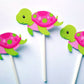Turtle Cupcake Toppers - Turtle Birthday - Turtle Baby Shower - Girl Turtle Cupcake Topprs - Under The Sea Cupcake Toppers ( 930161021P)