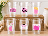 MOVIE PARTY CUPS - Popcorn Birthday Party Cups Movie Party Favors Popcorn Party favors Movie party Supplies Cinema Pink Popcorn Movie Cups