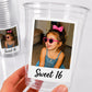 Personalized Sweet 16 Photo Cups – Custom Childhood Picture Party Cups, Pink Sweet 16 Birthday Decorations & Party Favors