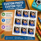 Personalized Photo Stickers Sheet of 9 – Custom Waterproof Vinyl Birthday Stickers with Picture & Text, Party Favor Labels, 3” Tall Vinyl