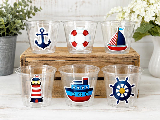 NAUTICAL PARTY CUPS - Nautical Cups Nautical Birthday Nautical Party Nautical Party Favors Nautical Baby Shower Anchor Party Cups Anchor Cup
