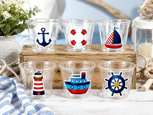 NAUTICAL PARTY CUPS - Nautical Cups Nautical Birthday Nautical Party Nautical Party Favors Nautical Baby Shower Anchor Party Cups Anchor Cup