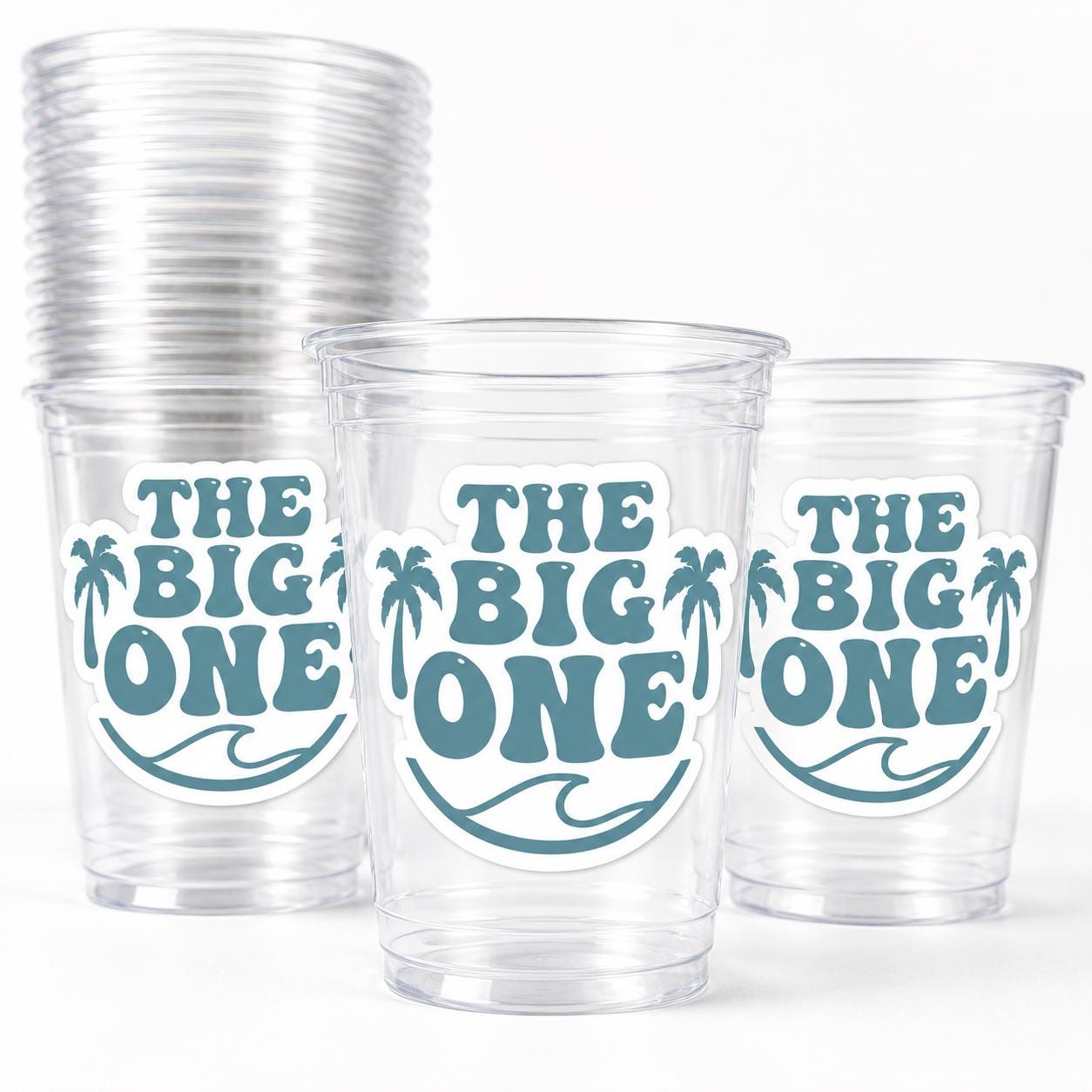 The Big One Party Cups | Beach First Birthday Cups | Surf Birthday Party Decorations | Tropical Birthday Cups | 16oz Party Cups Supplies