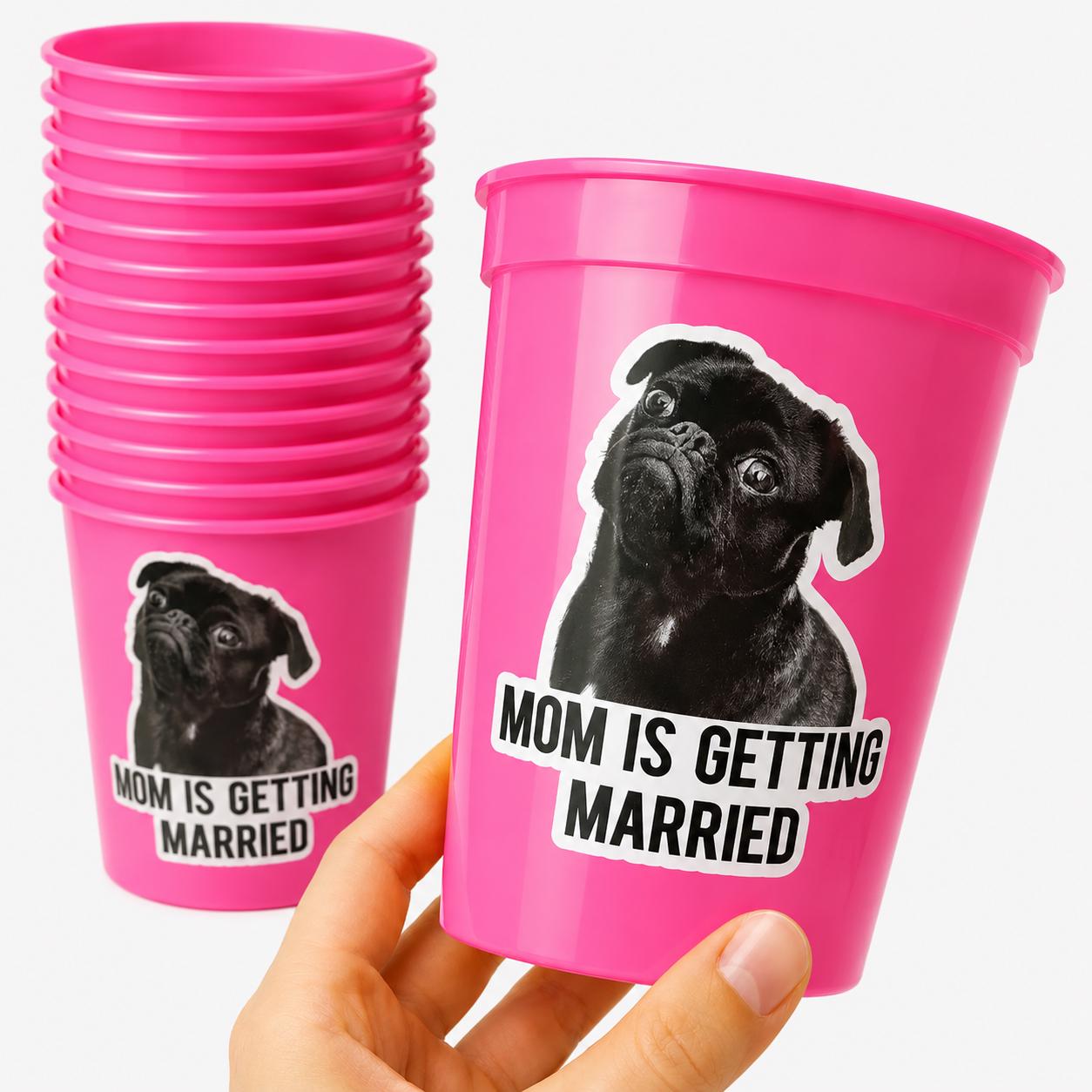 Personalized Dog Face Cups, Mom is Getting Married Cups, Bachelorette Party Favors, Bachelorette Party Games, Dog Face Bachelorette Cups