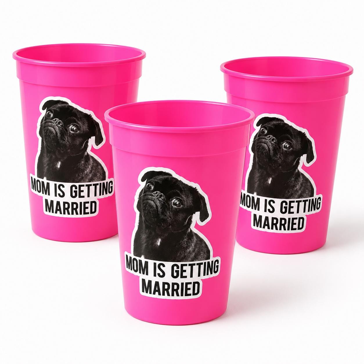 Personalized Dog Face Cups, Mom is Getting Married Cups, Bachelorette Party Favors, Bachelorette Party Games, Dog Face Bachelorette Cups