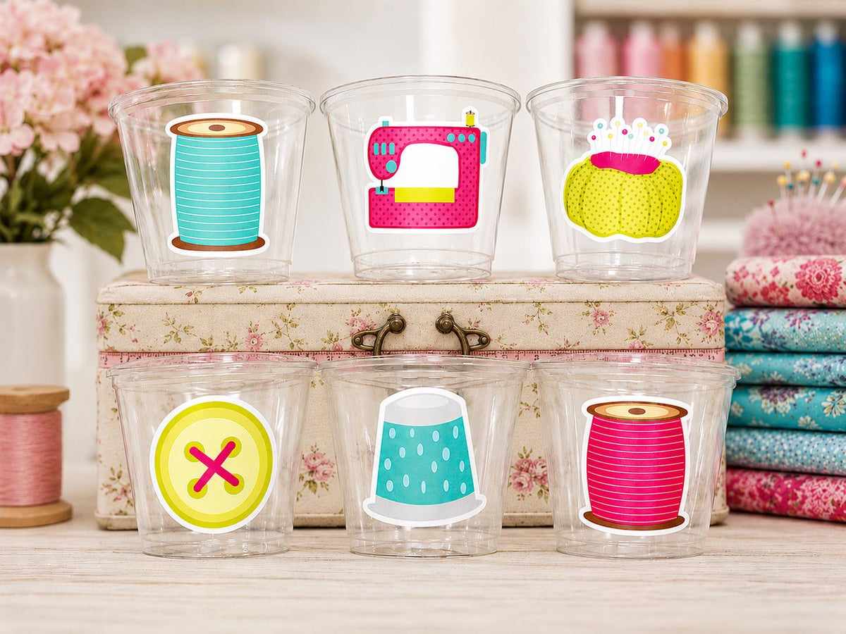 SEWING PARTY CUPS - Sewing Cups Sewing Party Cups Sewing Birthday Cups Sewing Party Favors Sewing Cups Sewing Sewer Sew Party Decorations