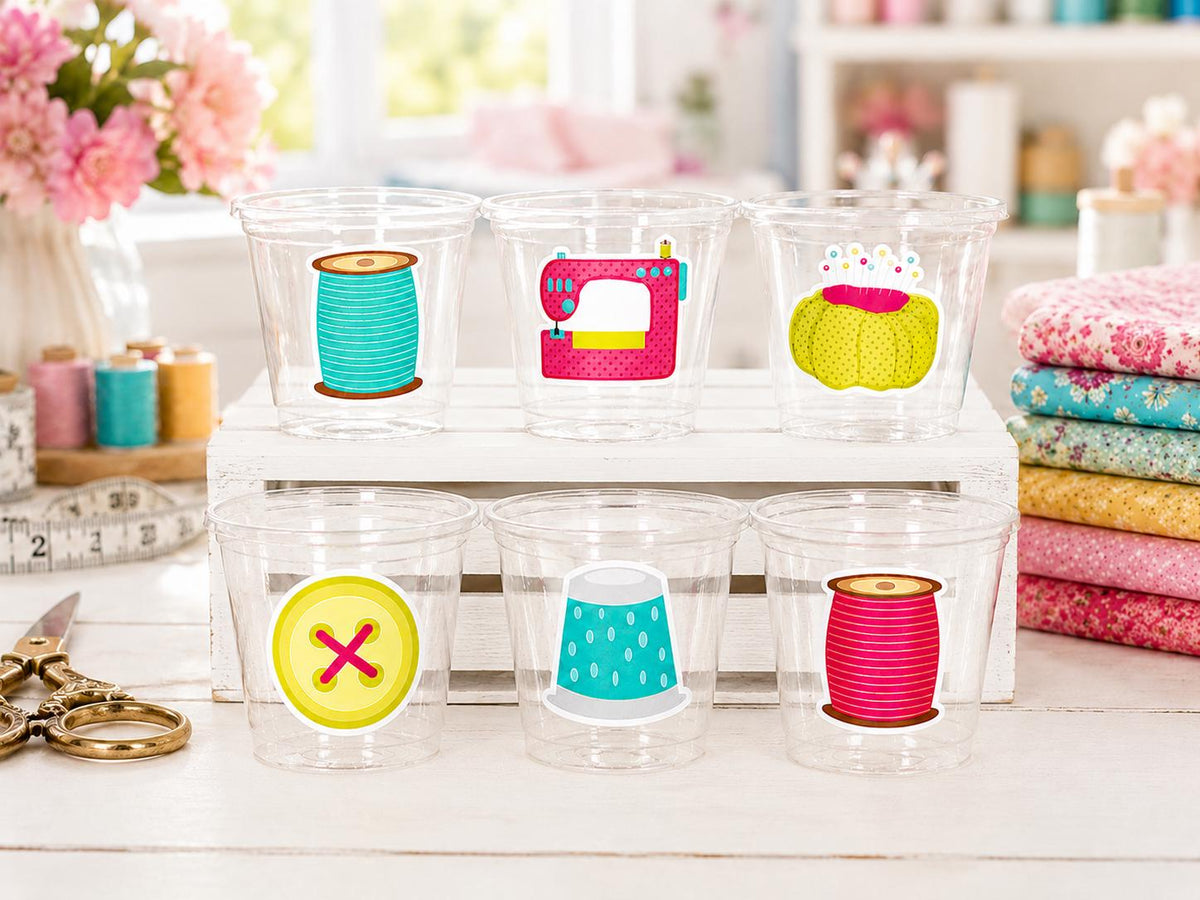 SEWING PARTY CUPS - Sewing Cups Sewing Party Cups Sewing Birthday Cups Sewing Party Favors Sewing Cups Sewing Sewer Sew Party Decorations