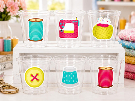 SEWING PARTY CUPS - Sewing Cups Sewing Party Cups Sewing Birthday Cups Sewing Party Favors Sewing Cups Sewing Sewer Sew Party Decorations