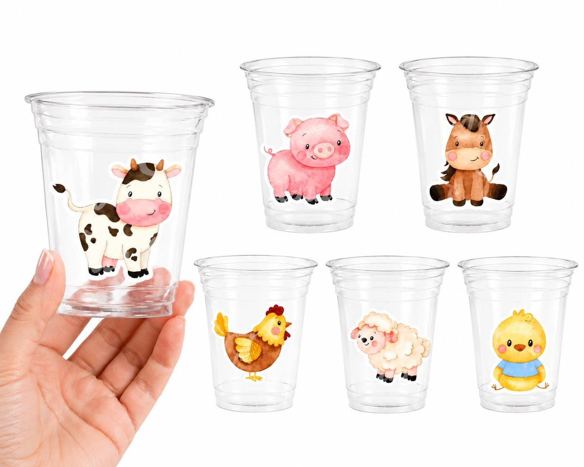 FARM PARTY Cups - Farm Cups Farm Animal Cups Farm First Birthday Farm Baby Shower Barnyard Party Farm Birthday Decorations Farm Party Favors