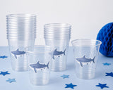 Shark Party Cups | 16oz Clear Shark Birthday Cups | Ocean Theme Party Decorations | Shark Birthday Favor Cups | Beach Party Cups
