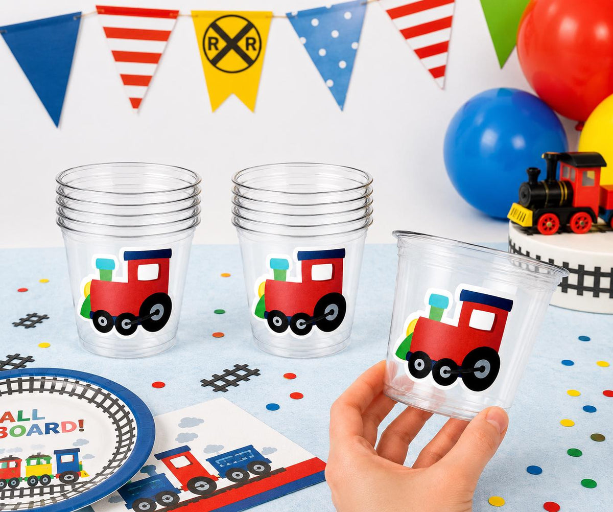 Train Cups, Train Party Favors, Train Birthday Favors, Train Party Cups, Train Birthday Decorations, Train Party Supplies