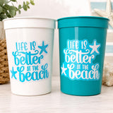 BEACH PARTY CUPS - Beach Birthday Cups Beach Party Favors Beach Wedding Decorations Beach Party Decorations Life is Better at the Beach Cups