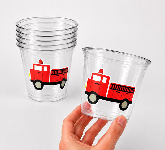 Firetruck Party Cups, Firetruck Treat Cups, Firetruck Party Favors, Firetruck Birthday Favors, Fire Truck Party Favors, Fire truck Birthday