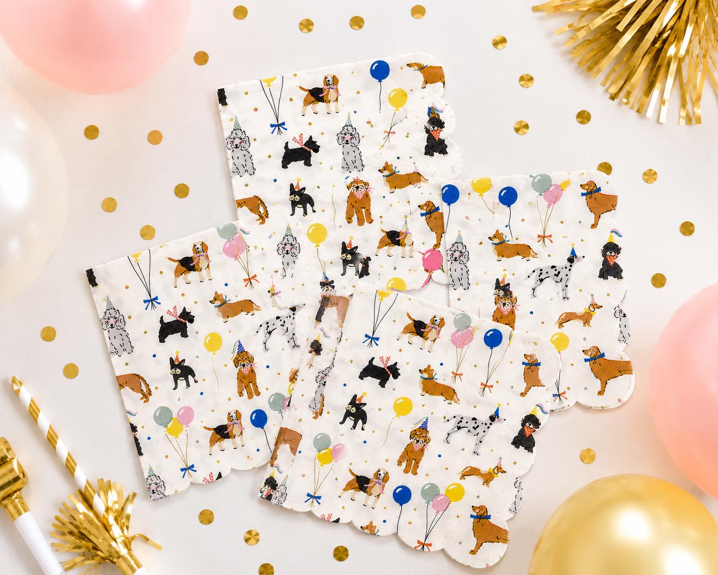 Dog Birthday Party Cocktail Napkins, Dog Party Napkins, Puppy Birthday Decorations, Dog Lover Party Supplies, Dog Beverage Napkins, 18 Count