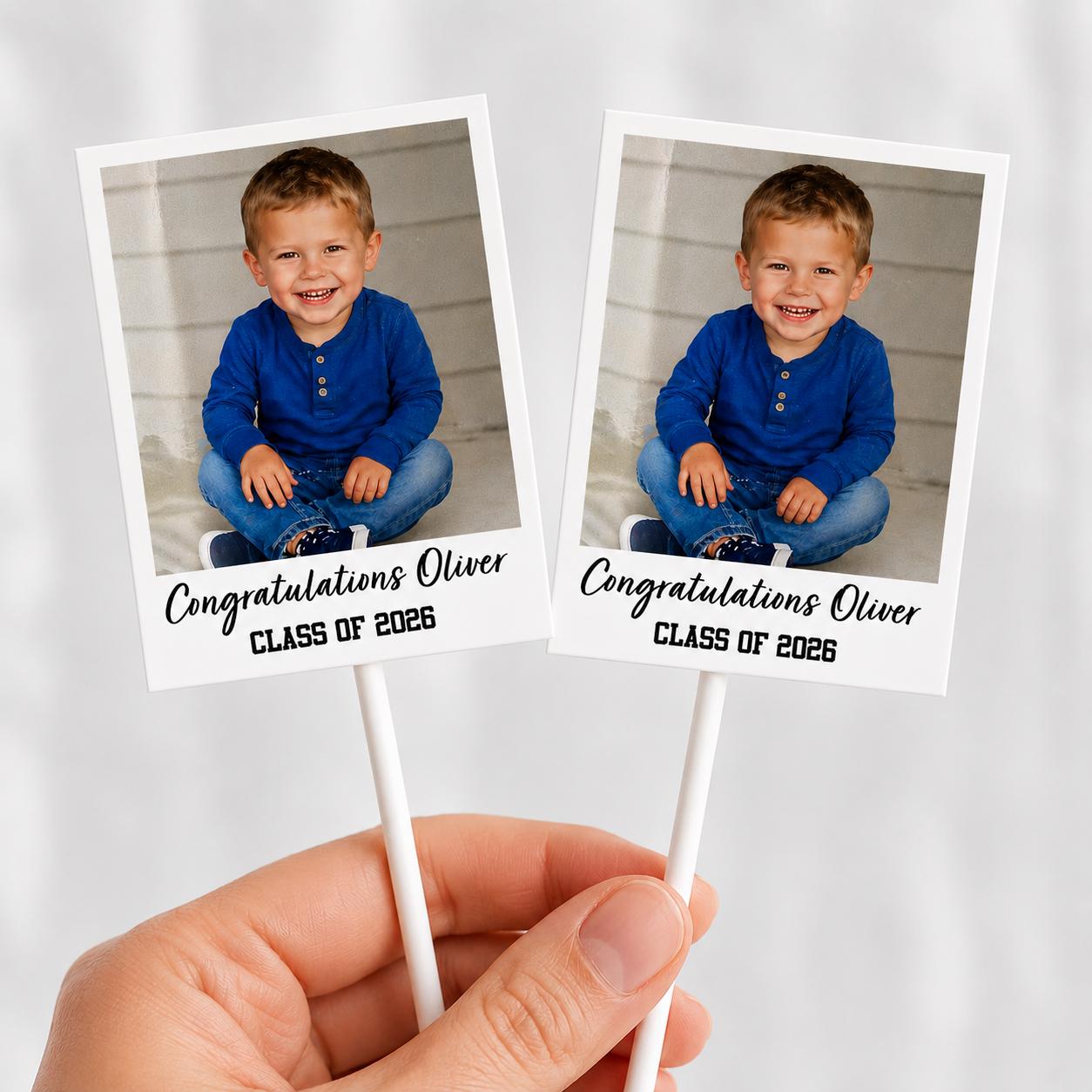 Personalized Photo Cupcake Toppers | Custom Graduation Cupcake Decorations | Picture Toppers for Birthday & Graduation Parties, School Grad