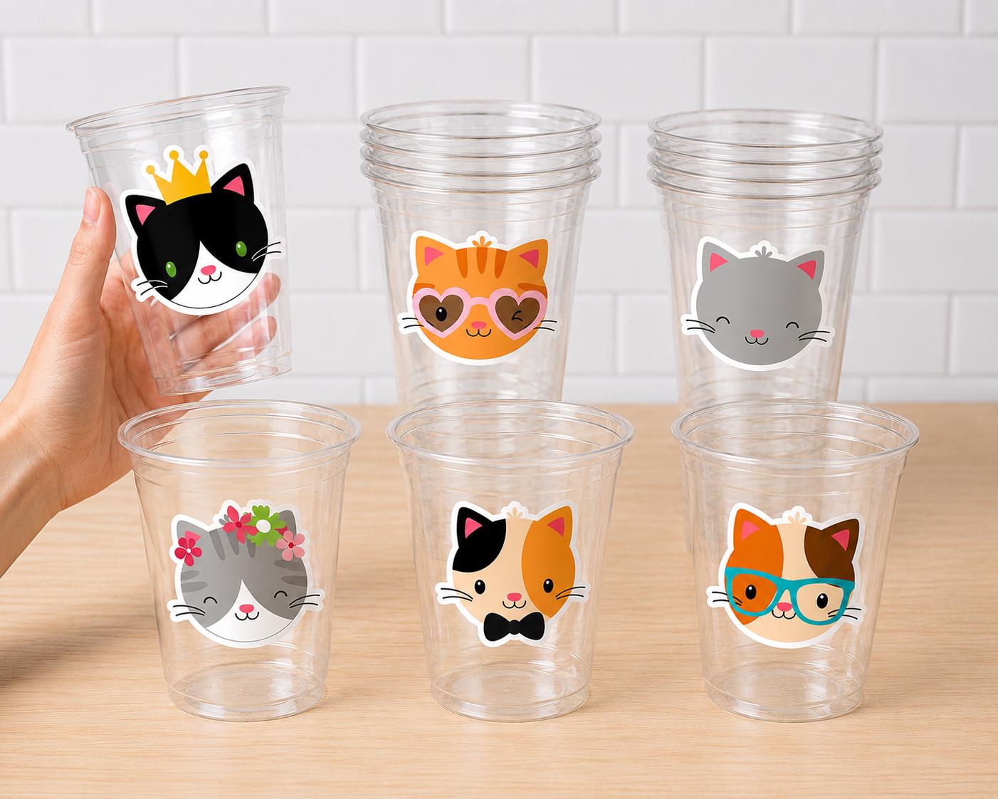 Cat Party Cups, Cat Birthday Cups, Cat Party, Cat Treat Cups, Cat Party Cups, Cat Decorations, Cat Cups, Kitty Party Cups, Cat Party Favors