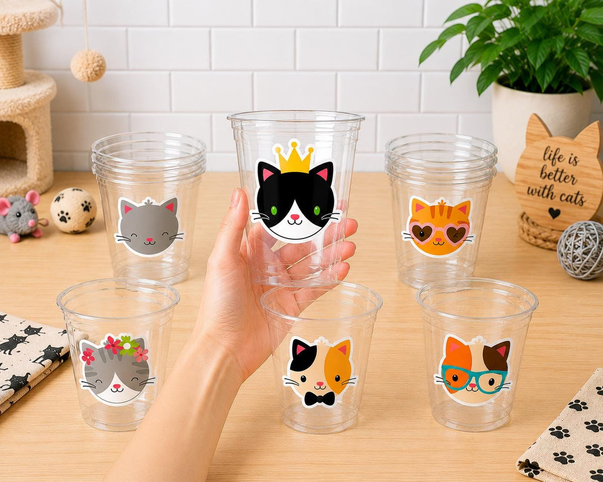Cat Party Cups, Cat Birthday Cups, Cat Party, Cat Treat Cups, Cat Party Cups, Cat Decorations, Cat Cups, Kitty Party Cups, Cat Party Favors