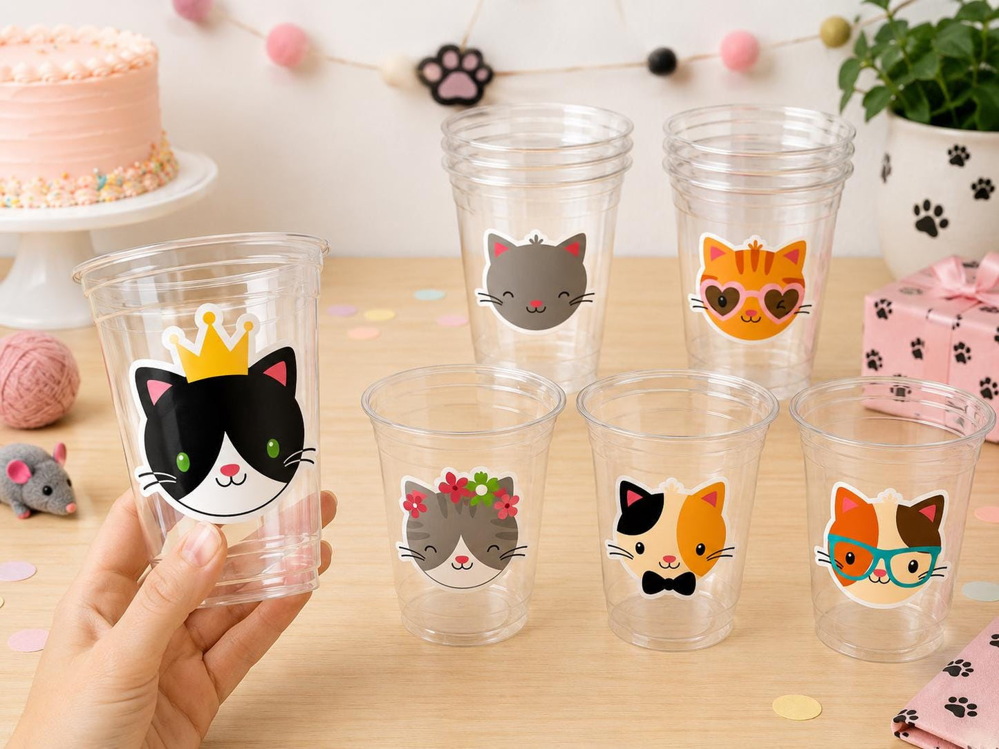 Cat Party Cups, Cat Birthday Cups, Cat Party, Cat Treat Cups, Cat Party Cups, Cat Decorations, Cat Cups, Kitty Party Cups, Cat Party Favors