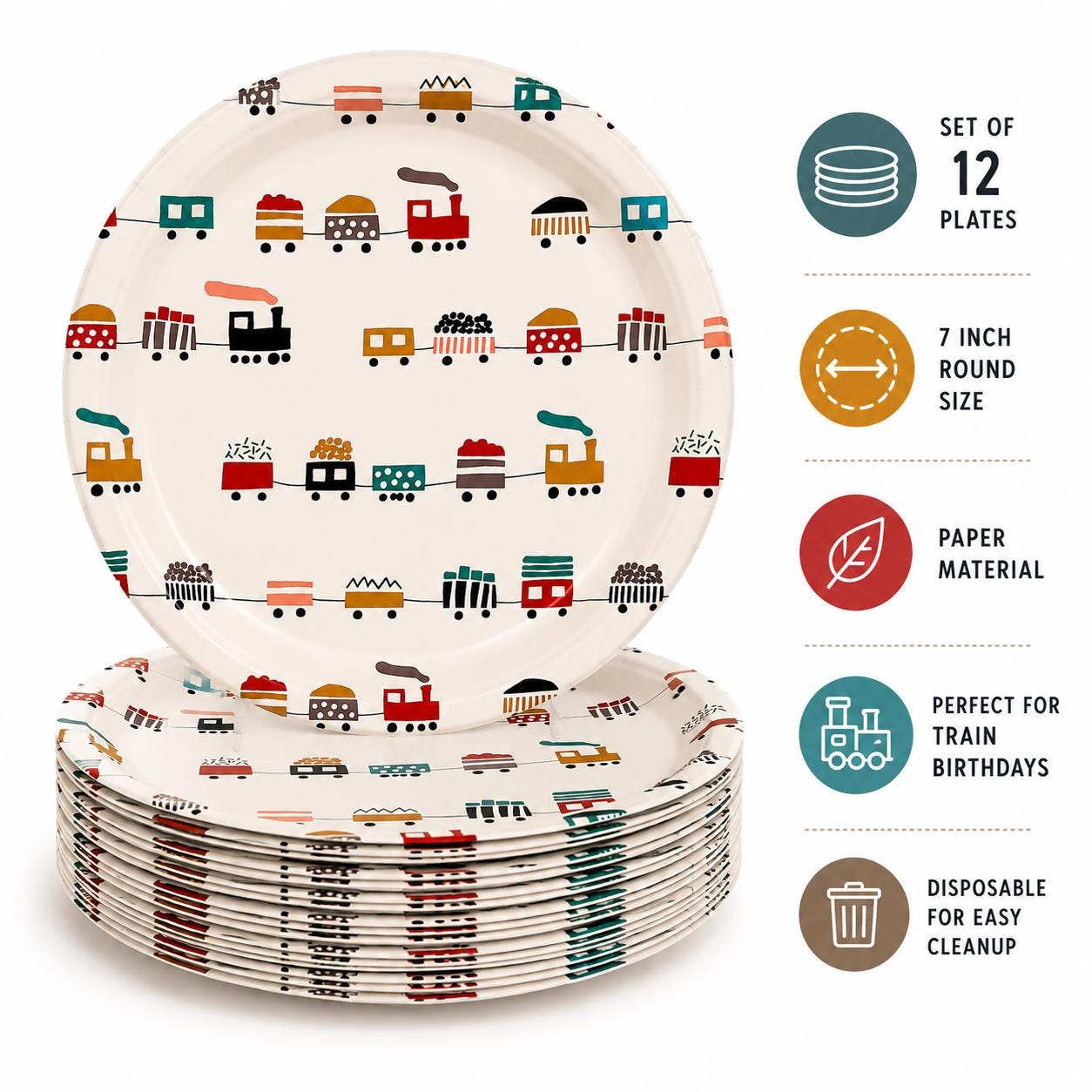 Train Party Plates, Train Birthday Decorations, Railroad Party Supplies, Choo Choo Train Birthday, Kids Birthday Party Tableware, Cake Plate