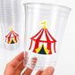 CIRCUS PARTY CUPS - Circus Birthday Cups Circus Party Favors Circus Party Cups Circus Baby Shower Circus Birthday Carnival Party Decorations