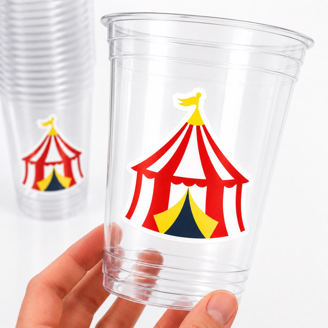 CIRCUS PARTY CUPS - Circus Birthday Cups Circus Party Favors Circus Party Cups Circus Baby Shower Circus Birthday Carnival Party Decorations