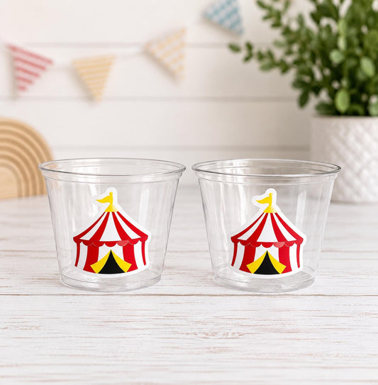 CIRCUS PARTY CUPS - Circus Birthday Cups Circus Party Favors Circus Tent Cups Circus Baby Shower Circus Birthday Circus Party Decorations