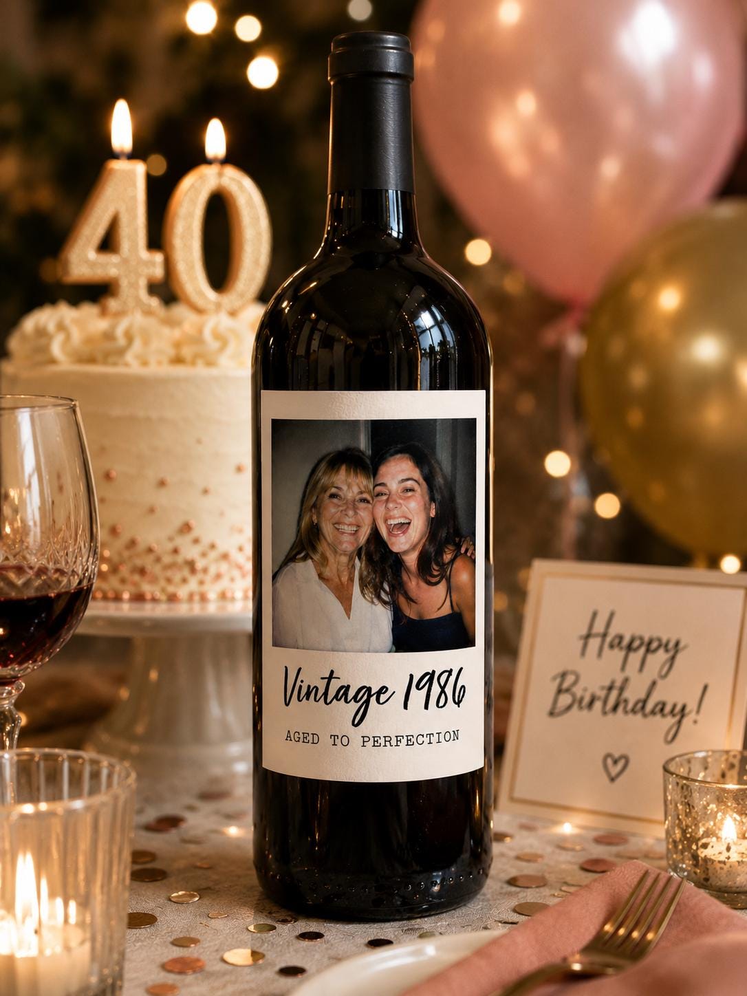 Personalized Wine Bottle Label with Photo | Vintage Year Wine Label | Custom Birthday Gift | Anniversary, Retirement Decor