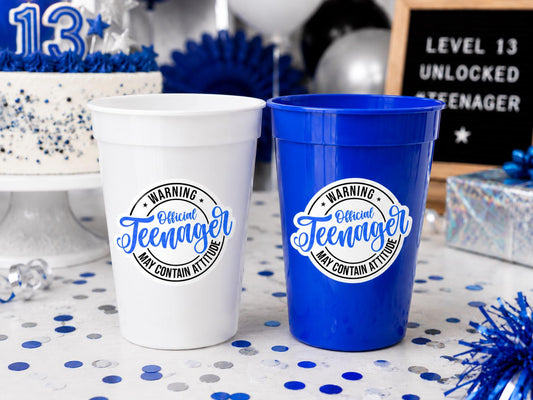13th Birthday Party Cups - Warning Official Teenager Teenager Party Cups 13th birthday Party Favors 13th Party Decorations 2010 Birthday