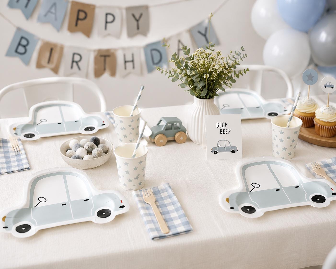 Car Party Plates | Car Shaped Paper Plates for Birthday Party | Transportation Theme Decorations | Kids Party Supplies | Car Party Supplies