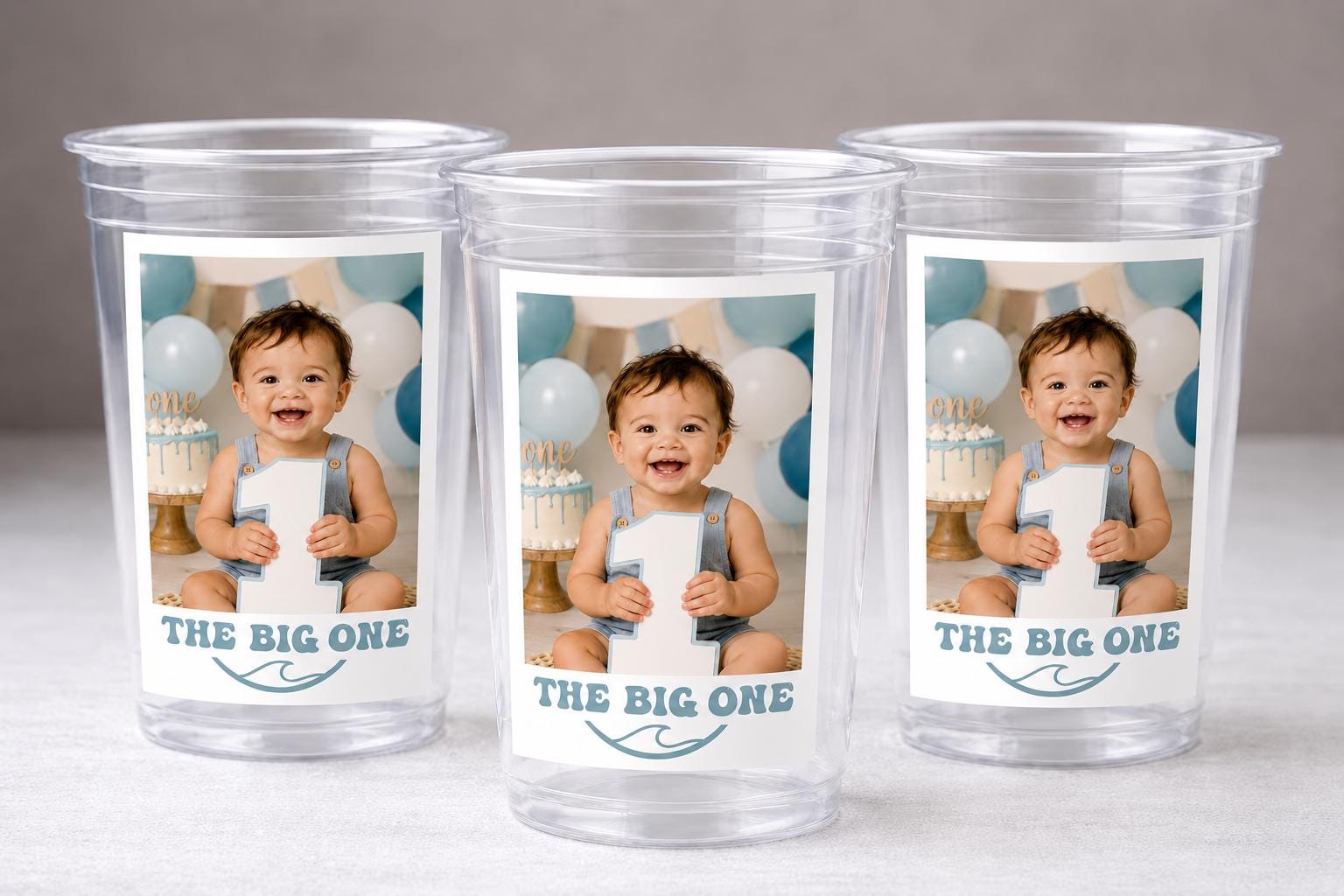 The Big One Birthday Cups | Surfing First Birthday Party Cups | Beach Theme Birthday Decorations | Ocean Party Favors | Coastal Birthday Cup